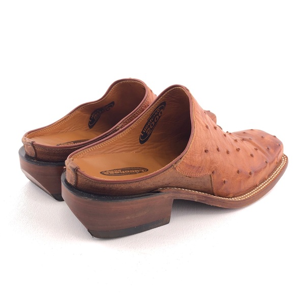 Lucchese 2000 Full Quill Ostrich Leather Slip on Clog Mules 8 B - Picture 5 of 14